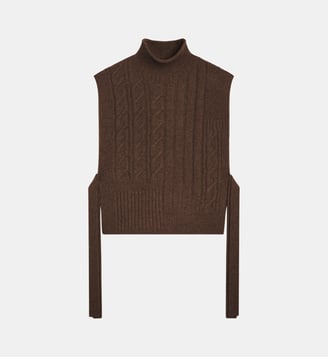 Plastron long à torsades en cachemire - Bompard - Chocolat