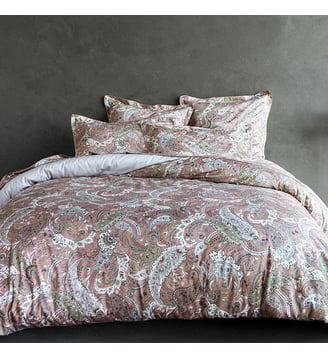 Housse de couette imprimée en satin de coton bio, ZADIG - Alexandre Turpault - Brun terre cuite