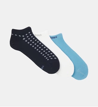 Lot de 3 paires de chaussettes basses  - BOSS - Bleu et blanc