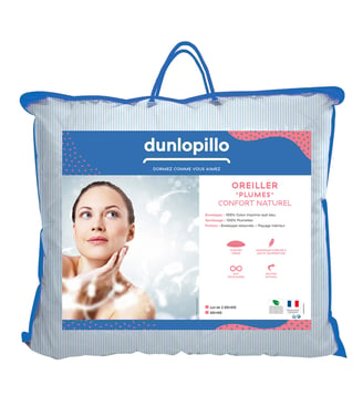 Lot de 2 oreillers Plumes Fermes - 100% plumettes - Dunlopillo - Blanc