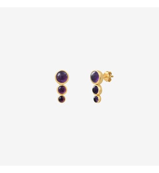 Boucles d'oreilles dorées améthyste - ANDREA - Caroline Najman - Améthyste violet