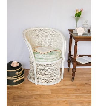 Fauteuil en rotin Emmanuel N°13- Produit chiné - Debongout - Blanc