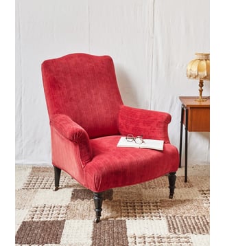 Fauteuil bergère rouge Ernest N°895- Produit chiné - Debongout - Noir
