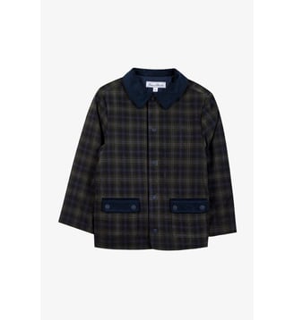 Veste -  coton col claudine tartan - Tartine Et Chocolat - Marine