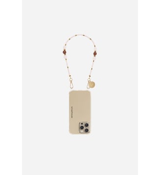 Chaîne de téléphone courte Iris perles beige - La Coque Française - Beige