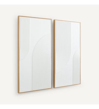Set de 2 tableaux texturés - AM.PM - Blanc
