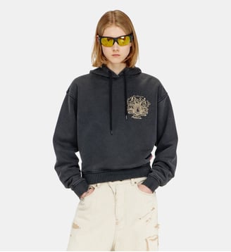 Sweat à capuche avec imprimés et clous strass - Diesel - Noir