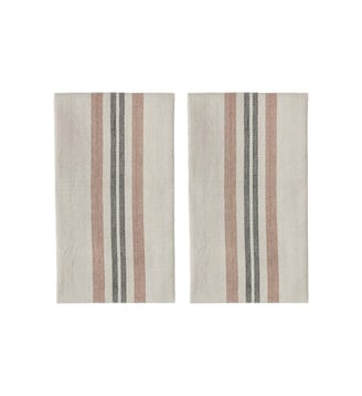 Lot de 2 serviettes en coton à rayures - OYOY - Marron