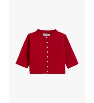 Cardigan pressions layette en molleton - Agnès b. - Rouge tulipe