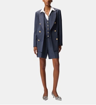 Gilet élégant en laine texturée - Pinko - Bleu foncé