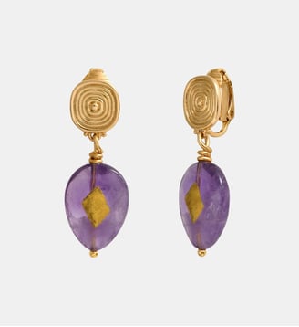 Boucles d'oreilles clips   - Babylone - Satellite - Violet