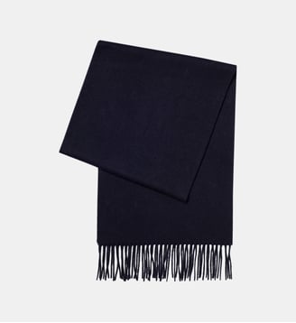 Echarpe cachemire homme détails franges - Fursac - Bleu marine