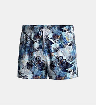 Short de bain court imprimé tropical - Impetus - Bleu