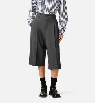 Bermuda carotte deux plis en laine - AMI Paris - Gris carbone
