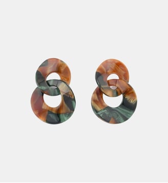 Boucles d'oreilles double cercle en résine - Balaboosté - Vert