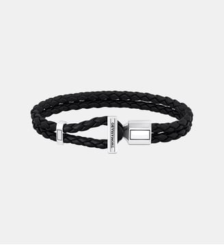 Bracelet double noir et argent en cuir - Thomas Sabo - Argent