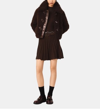 Manteau court à bouclette - Maje - Marron foncé