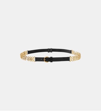 Ceinture avec empiècement en chaîne 2 cm - Pinko - Noir or antique
