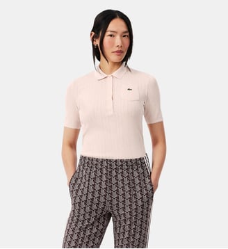 Polo maille pointelle slim fit - Lacoste - Rose