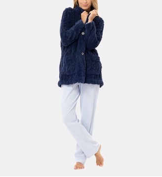 Veste boutonnée effet tressé ESSENTIEL 174 - Lingerie Le Chat - Bleu