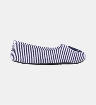 Chaussons Ballerines en velours - Isotoner - Blanc et bleu