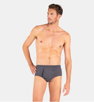 Slip  taille haute ouvert MOTIF - Eminence - Bleu et beige