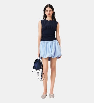 Robe bi-matière en jersey et coton - Maje - Bleu