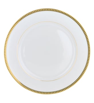 Assiette américaine en porcelaine finition or - MALMAISON - Christofle - Blanc