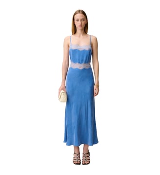 Robe longue dentelle - Claudie Pierlot - Bleu amsterdam