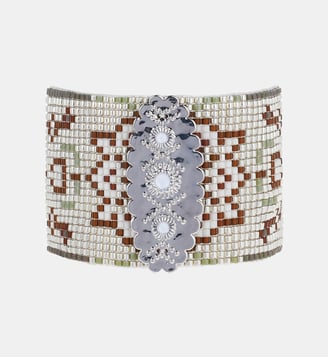 Bracelet manchette perles tissées BIZANCE - Hipanema - Argenté