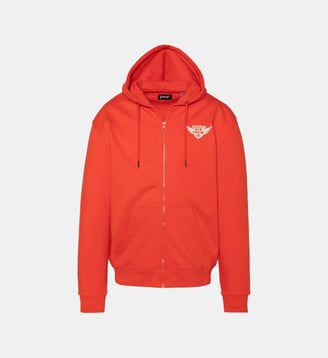 Sweatshirt zippé à capuche army - Schott - Orange