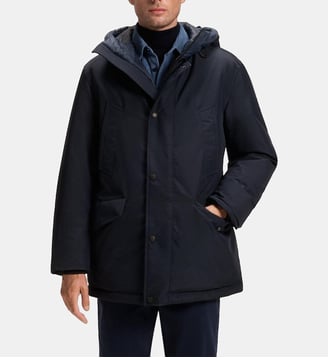 Manteau mi-long à capuche - BOSS - Bleu foncé