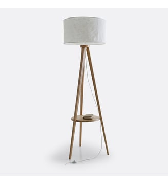 Lampadaire trépied frêne et abat-jour lin - La Redoute Interieurs - Naturel