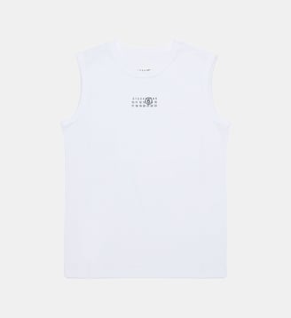 T-shirt sans manches avec logo - MM6 Maison Margiela - Blanc