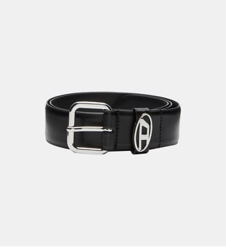 Ceinture en cuir avec plaque à logo - Diesel - Noir