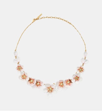 Collier plastron fleurs blanches de cerisier - Les Néréides - Multicolore