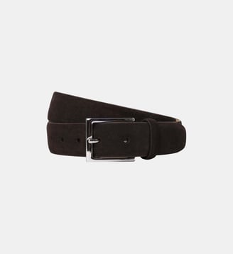 Ceinture À Bordure Fine En Daim - Hackett London - Marron