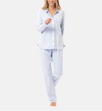 Pyjama boutonné en coton ANDY 106 - Lingerie Le Chat - Bleu
