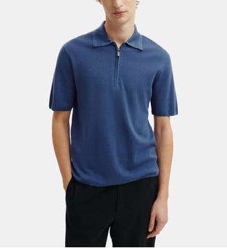 Polo zippé minimaliste - Bompard - Bleu atlas