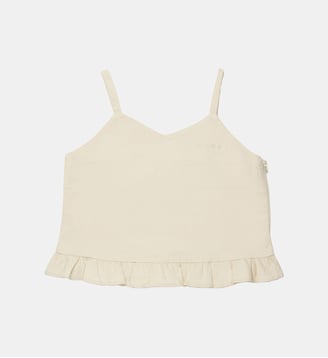 Top sans manches avec volants et logo - Marni - Blanc cassé