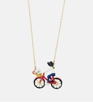 Collier plastron vélo, caniche et bouquet de fleurs - Les Néréides - Multicolore