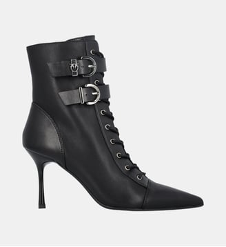 Bottines à sangles et logo love birds - Pinko - Limousine noire
