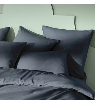 Taie d'oreiller satin de coton - Garnier Thiebaut - Bleu nuit
