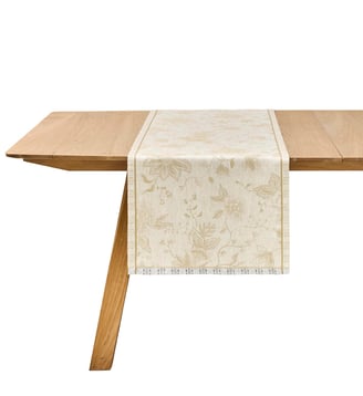 Chemin de table Été Indien 100% lin, longues fibres - Le Jacquard Francais - Noix
