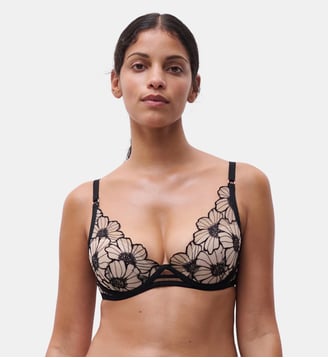 Soutien-gorge coques plongeant broderie florale Chantelle Pulp