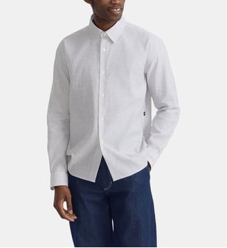 chemise Andy en coton et lin - Agnès b. - Gris guernesey