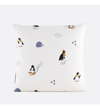 Taie d'oreiller enfant en flanelle - La Redoute Interieurs - Blanc et bleu