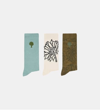 Chaussettes SPORT SOCKS x3 - Faguo - Écru et kaki