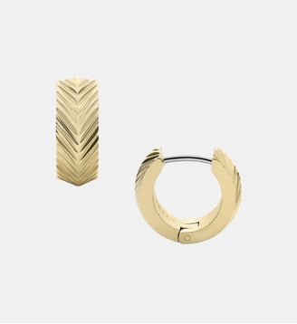 Boucles d'oreilles créoles Harlow Linear Texture - Fossil - Doré