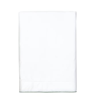 Drap plat en satin de coton lavé, RÊVE SATINÉ - Blanc Cerise - Blanc et sauge